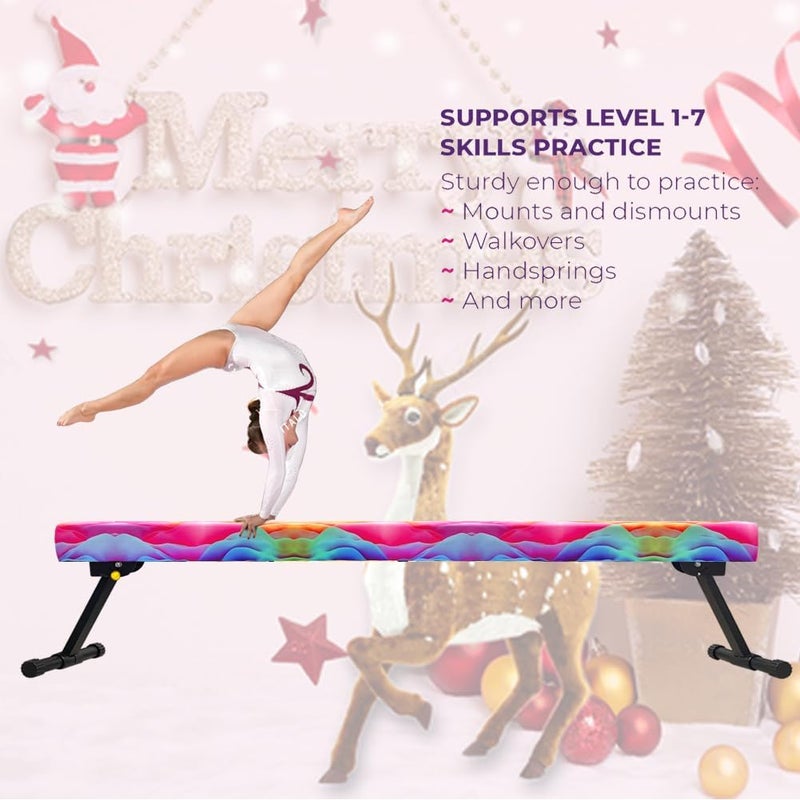 Peakpath 8FT Adjustable&Foldable Gymnastics Balance Beam,Home Gym Equipment,Easy Assembling and Storage,No Tool Require,for Kids Children Girls Training (Candy Pink, 8FT) - Image 5
